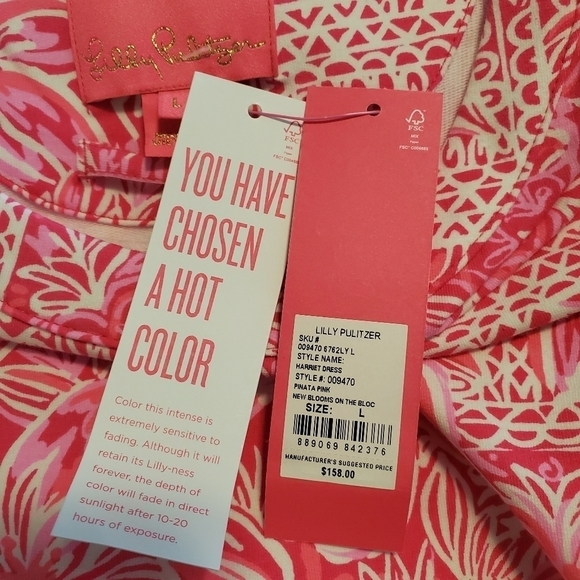 NWT Lilly Pulitzer Harriet "Pinata Pink New Blooms" Pattern Large Ret. $158 - Picture 9 of 13